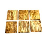 D.O.M. Lot de 10 plaquettes plates en bois d'olivier naturel non traité, environ 5,5 x 5,5 x 0,5 cm