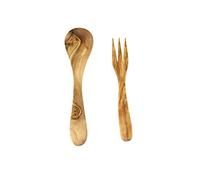 D.O.M.® Lot de 2 couverts en bois d'olivier comprenant 1 cuillère à soupe + 1 fourchette
