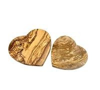 D.O.M. Petite planche à petit-déjeuner Planche à pain Planche à pain en forme de cœur en bois d'olivier - Largeur 19 cm - Gravure possible (sans gravure)