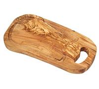 D.O.M. Planche à steak 38 cm en bois d'olivier avec rainure et languette de préhension