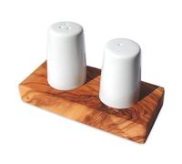 D.O.M.® Salière et poivrière Albert en céramique sur socle en bois d'olivier