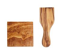 D.O.M.® Spatule à raclette et soucoupe en bois d'olivier (lot de 8 spatules uniquement)