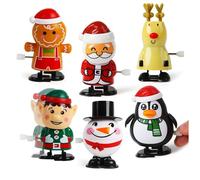 D&O Nature Products Jouets de Nöel à remonter Calendrier de l'Avent - 6 Crackers de Noël - Jouet Sauteur : Père Noël, Renne, Bonhomme de Neige, Pingouin, Lutin et Pain d’épices