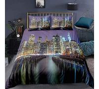 D Parure De Lit Set De Housse De Couette En New York City Manhattan Image Skyline ¿¿ Travers L'east River Taille (X Cm), Un Lot De Pi¿¿Ces De Housse D