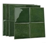 D-PBS1 Lot de 4 autocollants muraux 3D imperméables en vinyle pour cuisine, salle de bains et salons, design géométrique rétro, à décoller et à installer, finition époxy brillante (D-PBS1)