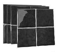 D-PBS5 Lot de 4 autocollants muraux 3D imperméables en vinyle pour cuisine, salle de bains et salons, design géométrique rétro, à décoller et à installer, finition époxy brillante (D-PBS5)