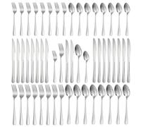 D.Perlla Couverts de Table pour 8 Personnes, Menagere 48 Pieces, Inoxydable | robuste, poli miroir, résistant à la rouill, compatible lave-vaisselle, comprend cuillères, fourchettes et couteaux à steak