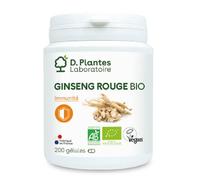 D.PLANTES - Ginseng Rouge Bio - Complément Alimentaire - Fatigue & Immunité - Fabriqué en France - 200 Gélules