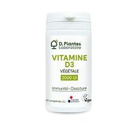 D.PLANTES - Vitamine D3 2000 UI - Complément Alimentaire - Immunité, Ossature Normale - Apport Vit. D - Origine Végétale - Certifiée Vegan - 60 Comprimés
