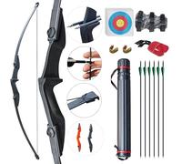 D&Q Bow and Arrow Ensemble de tir à l'arc Droit Ensemble de tir à l'arc Pratique de tir Durable Arcs de tir à l'arc faciles à Utiliser pour Cadeau de Jeu en Plein air pour débutant Adulte (Black 40lb