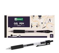 D.RECT 0907 Lot de 12 stylos à bille avec grip caoutchouté Noir