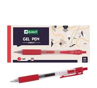 D.RECT 0907 Lot de 12 stylos à bille avec grip caoutchouté Rouge