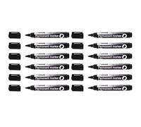 D.RECT 2160 Lot de 12 marqueurs indélébiles à pointe ogive multi-surfaces Noir