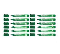 D.RECT 2160 Lot de 12 marqueurs permanents étanches avec pointe ronde pour de nombreuses surfaces Vert