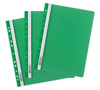 D.RECT | 25 Pièces Classeur Plat A4 perforé en plastique | Avec couvercle frontal transparent | Reliures en plastique à feuilles mobiles en film PP | Perforé - Euro Perforation Vert Clair