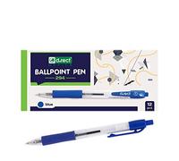 D.RECT 294 Lot de 12 stylos à bille avec poignée ergonomique en caoutchouc pour bureau et maison - Épaisseur de trait : 0,7 mm - Bleu