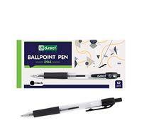 D.RECT 294 Lot de 12 stylos à bille avec poignée ergonomique en caoutchouc pour bureau et maison - Épaisseur de trait 0,7 mm - Noir