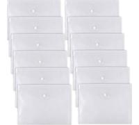 D.RECT 5530 Lot de 12 porte-documents A4 avec fermeture à bouton pour l'école et le bureau, organiseur d'enveloppes pour documents et lettres, transparent