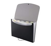 D.RECT 5566 Trieur extensible portable avec élastique rond avec bouton de fermeture, pour la maison, l'école et les voyages de travail, 6 compartiments, format A4, noir