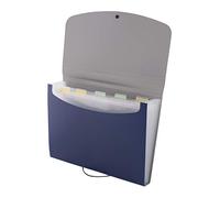 D.RECT 5566 Trieur extensible portable avec élastique rond avec bouton de fermeture, pour la maison, l'école et les voyages de travail, 6 compartiments, format A4, bleu