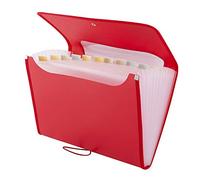 D.RECT Trieur extensible 5590 – 12 poches A4 – Accordéon porte-documents rouge