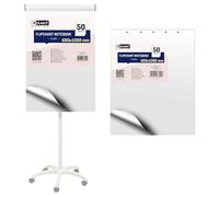 D.RECT Bloc de Papier Flipchart - Lot de 2, 100 Feuilles - 650 × 1000 mm - Papier Lisse 80 g/m² Sans Transpercement d’Encre, 50 Feuilles par Bloc