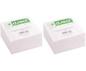 D.RECT- Bloc-notes 350 feuilles | 85 x 85 x 40 mm | Bloc-mémo de Remplacement Insert | Blanc (Lot de 2)
