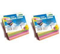 D.RECT | Bloc-notes Autocollant | Bloc-notes Autocollant Compact | 76x76mm 400 feuilles | Pour Coller Sur le Réfrigérateur, le Mur | Super Sticky Notes | Couleurs (Lot de 2)