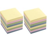 D.RECT Bloc-notes de rechange pour bloc-notes, 85 x 85 x 80 mm, environ 750 feuilles, couleurs pastel assorties (Lot de 2)