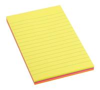 D.RECT - Blocs de notes adhésives avec lignes, Notes autocollantes, 98 x 150 mm, 100 feuilles, Cahiers rectangulaires, Pour la cuisine, bureau, Couleurs Néon 110520
