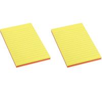 D.RECT - Blocs de notes adhésives avec lignes, Notes autocollantes, 98 x 150 mm, 100 feuilles, Cahiers rectangulaires, Pour la cuisine, bureau, Couleurs Néon 110520 (Lot de 2)