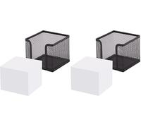 D.RECT Boîte à notes | En maille | Métal massif | Pour un lieu de travail moderne | Noir | avec bloc-notes 700 feuilles - 95 x 95 x 80 mm (Lot de 2)