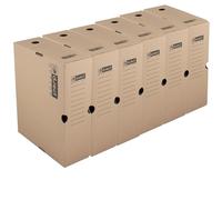 D.RECT Boîte d’Archive A4 - Lot de 6 Boîtes Carton 105 mm avec Couvercle - Carton d’Archivage kraft FSC pour Documents, Dossiers, Catalogues 265×105×350 mm
