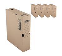 D.RECT Boîte d'Archives 5 Pièces - 1080 Boîte d'Archives, Carton de Déménagement, Boîte de Rangement d'Archives A4 80mm, Marron