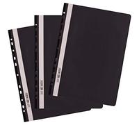 D.RECT Chemise A4 PP avec perforation AVR - Chemise en plastique pour classeurs Pack de 25 Noir