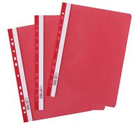 D.RECT Chemise A4 PP avec perforation AVR - Chemise en plastique pour classeurs Pack de 25 Rouge