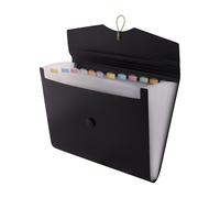 D.RECT Chemise Trieuse A4 Noir (Série 5585) - 12 Compartiments avec Onglets Colorés - Pochette Documents avec Élastique - Polypropylène Robuste