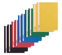 D.RECT Chemises de Présentation à Lamelles en Polypropylène - Lot de 10 - Couleurs Assorties - Couverture Avant Transparente pour Documents de Bureau ou Scolaires