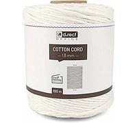 D.RECT Cordon en Coton Naturel pour macramé - 100 m - 1,8 mm - Fil de Coton - pour travaux manuels, Tricot, Tricot - Blanc
