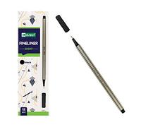 D.RECT D407 Fineliner | Convient pour un usage quotidien, écriture et fournitures scolaires | Haute qualité, super fin, largeur de ligne env. 0,4 mm, 12 pièces, noir