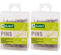D.RECT - Épingles de 50 g dans Une boîte en Plastique | épingles en Acier galvanisé (Lot de 2)