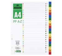 D.RECT Intercalaires pour A4, PP A-Z PPAZ, A-Z, intercalaires à anneaux, onglets avec chiffres de A à Z, multicolores, séparateurs de couleur en polypropylène, polypropylène