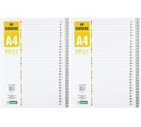 D.RECT Intercalaires pour A4, PP31, 31 intercalaires, onglets avec chiffres imprimés 1-31, gris, séparateur de couleur en polypropylène, polypropylène (Lot de 2)
