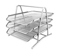 D.RECT KOMO Corbeille à Courrier Métal Mesh - Bac à Documents A4 à 3 Niveaux avec Tiroirs - Organisateur de Bureau Stable - 350 × 297 × 275 mm - Argent