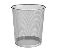 D.RECT KOMO Corbeille à Papier Métal 12 L - Poubelle de Bureau Ronde - Structure Stable - Gain de Place - 266 × 218 × 280 mm - Argent