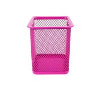 D.RECT KOMO Pot à Crayons Métal Mesh Carré - Organisateur de Bureau Stable - Gain de Place - Rangement Fournitures - Rose