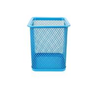 D.RECT KOMO Pot à Crayons Métal Mesh Carré - Organisateur de Bureau Stable - Gain de Place - Rangement Fournitures - Bleu