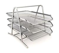 D.RECT Leviatan 3 Corbeille à Courrier en Métal - Bac à Documents A4, Organisateur Bureau Argent- Banette Trieur Range Document