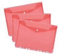 D.RECT Lot de 10 Chemises à Poser en Polypropylène Rouge Transparent A4 avec Bouton pression Euro