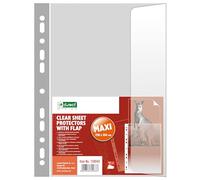 D.RECT Lot de 10 Pochettes Perforées avec Rabat - Pochettes pour Documents, 100 µm/Mic/Micron Épaisseur: 0,10 mm, 238x334 mm, Transparente Cristal